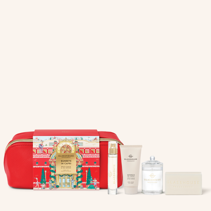 Sunsets in Capri White Peach & Sea Breeze Travel Gift Set | Glasshouse Fragrances