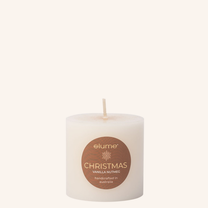 elume Vanilla Snowflake 3x3 White Pillar Candle