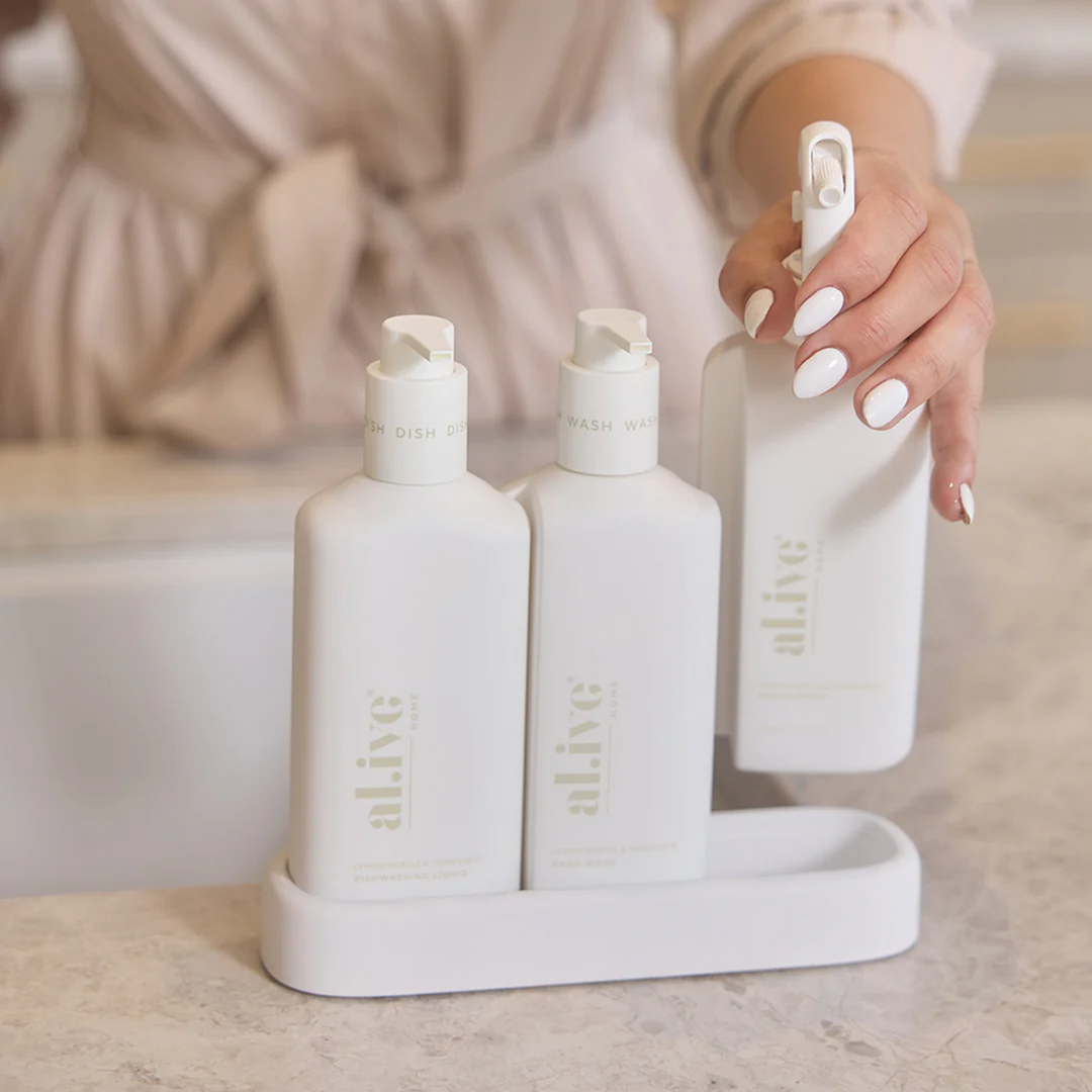 White Dishwashing Liquid, Bench Spray & Hand Wash Trio | al.ive body