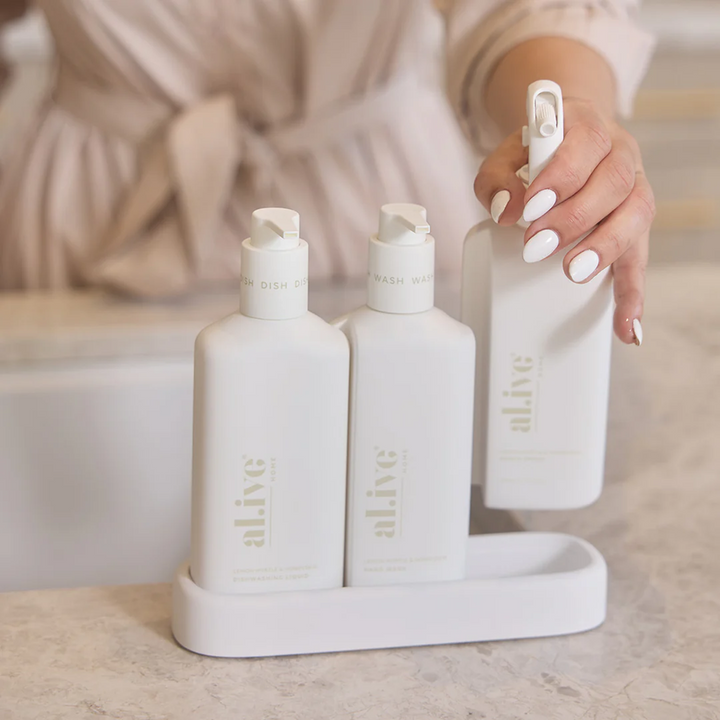 White Dishwashing Liquid, Bench Spray & Hand Wash Trio | al.ive body