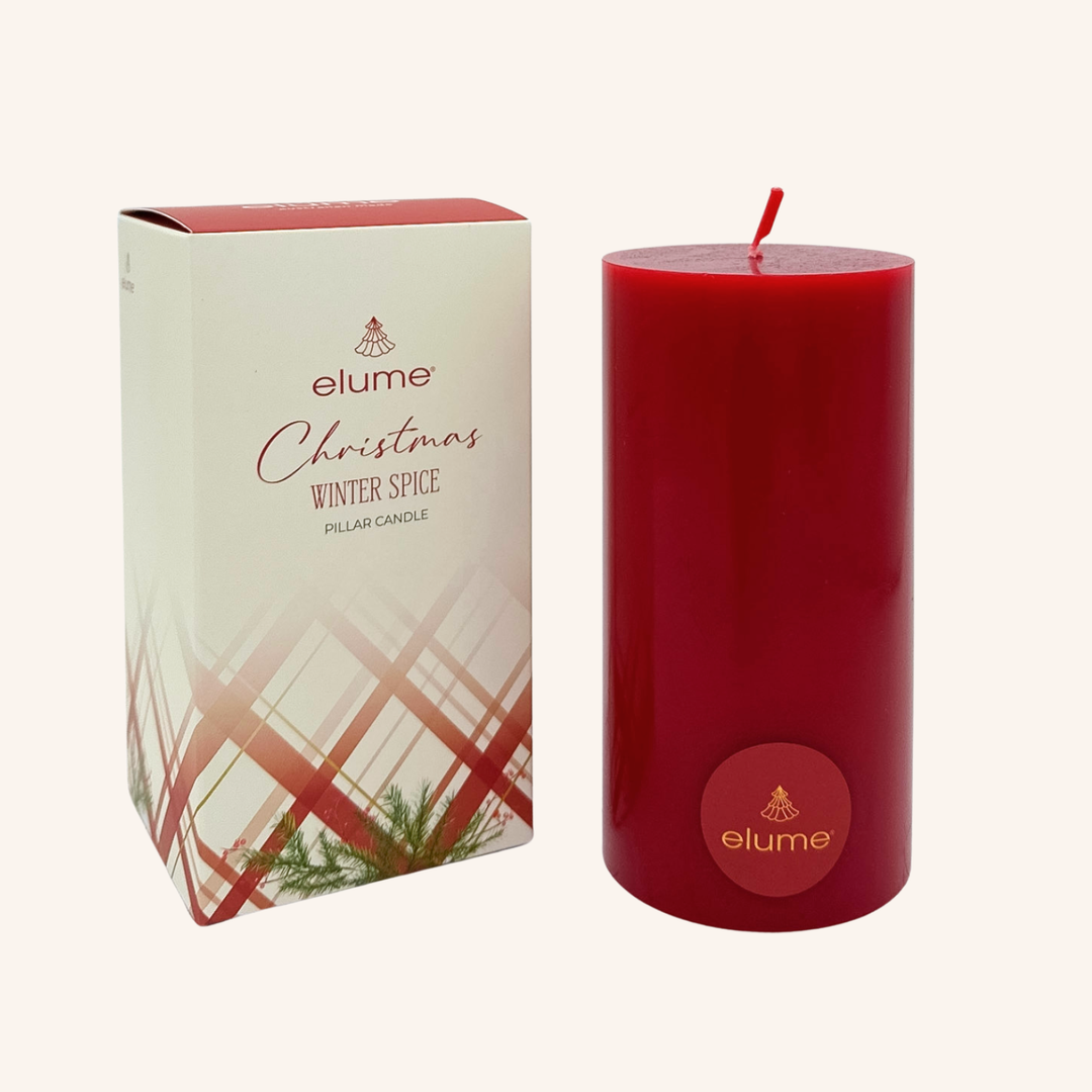 elume Winter Spice 3x6 Red Pillar Candle