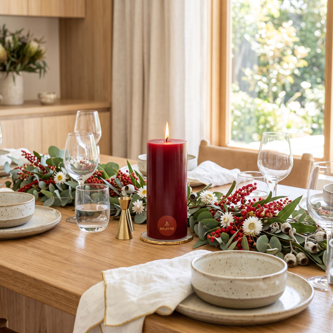 elume Winter Spice 3x6 Red Pillar Candle