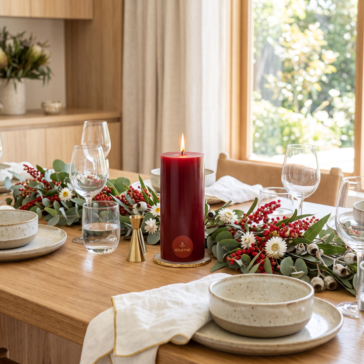 elume Winter Spice 3x6 Red Pillar Candle