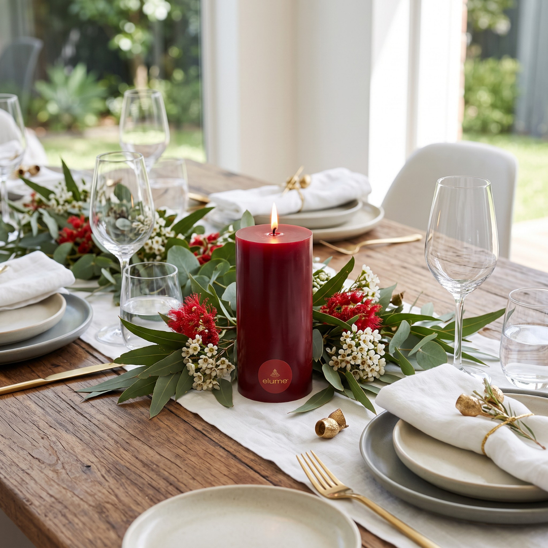elume Winter Spice 3x6 Red Pillar Candle