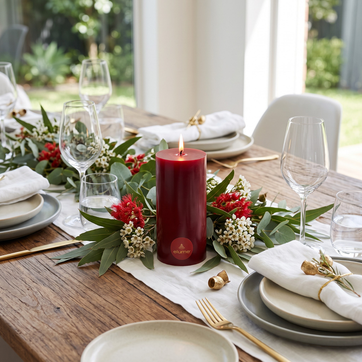 elume Winter Spice 3x6 Red Pillar Candle