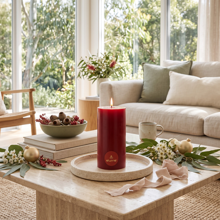 elume Winter Spice 3x6 Red Pillar Candle