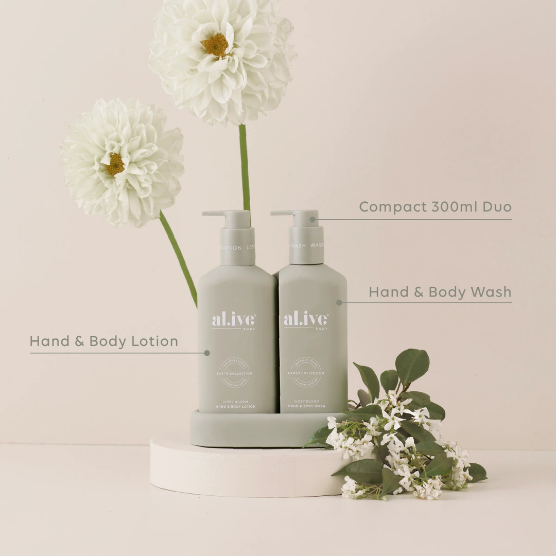Compact Bathroom Duo, Wash + Lotion Ivory Bloom | al.ive body