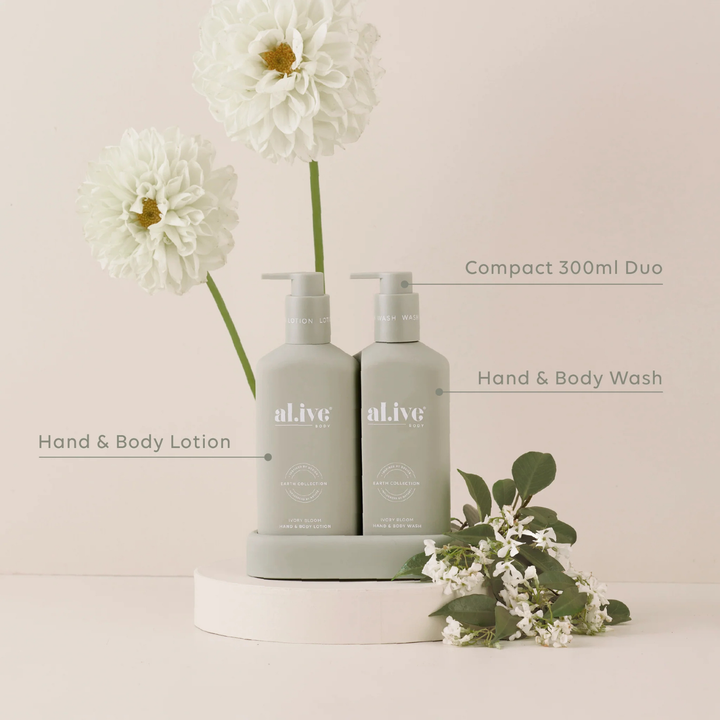 Compact Bathroom Duo, Wash + Lotion Ivory Bloom | al.ive body