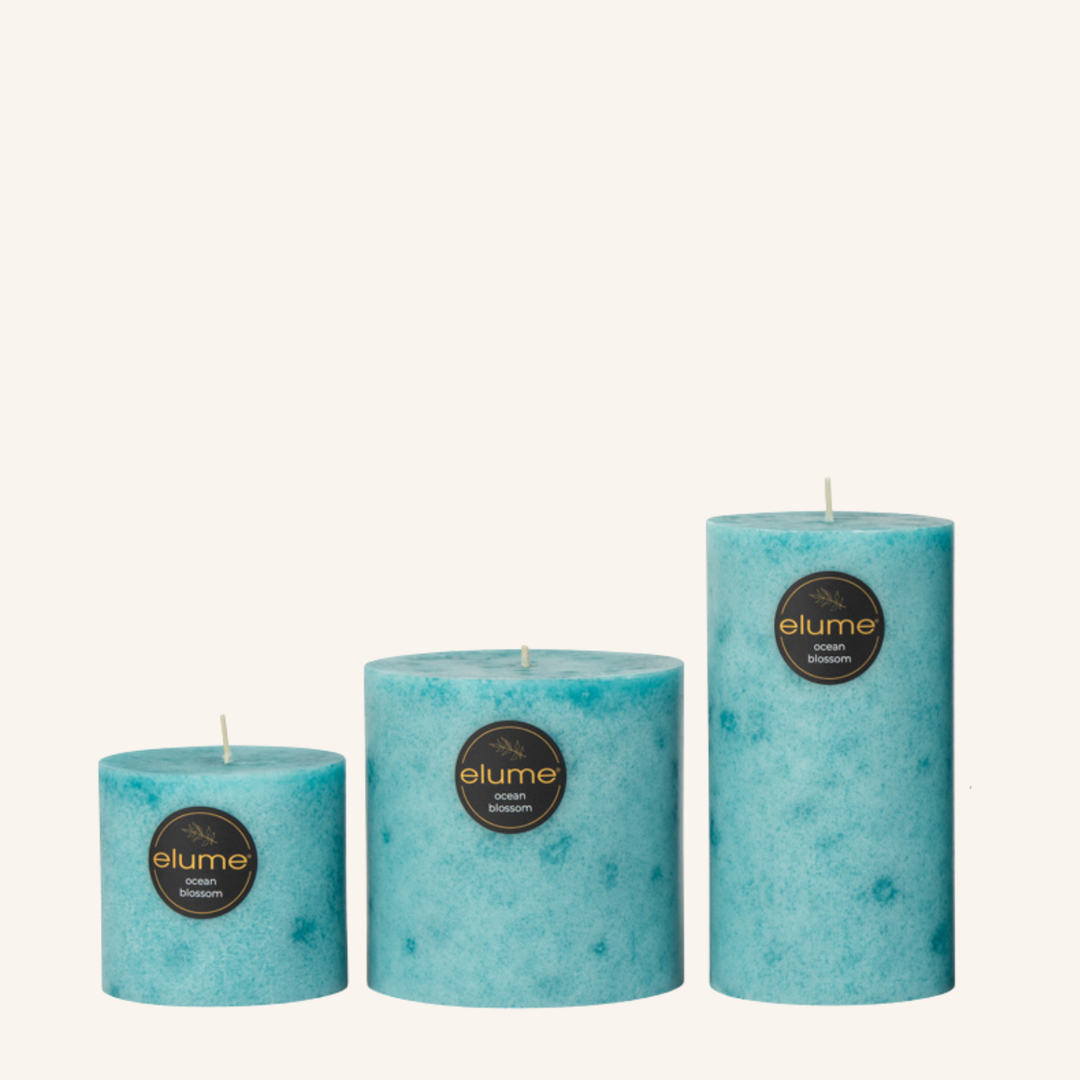 Ocean Blossom 3x3 Pillar Candle | Elume