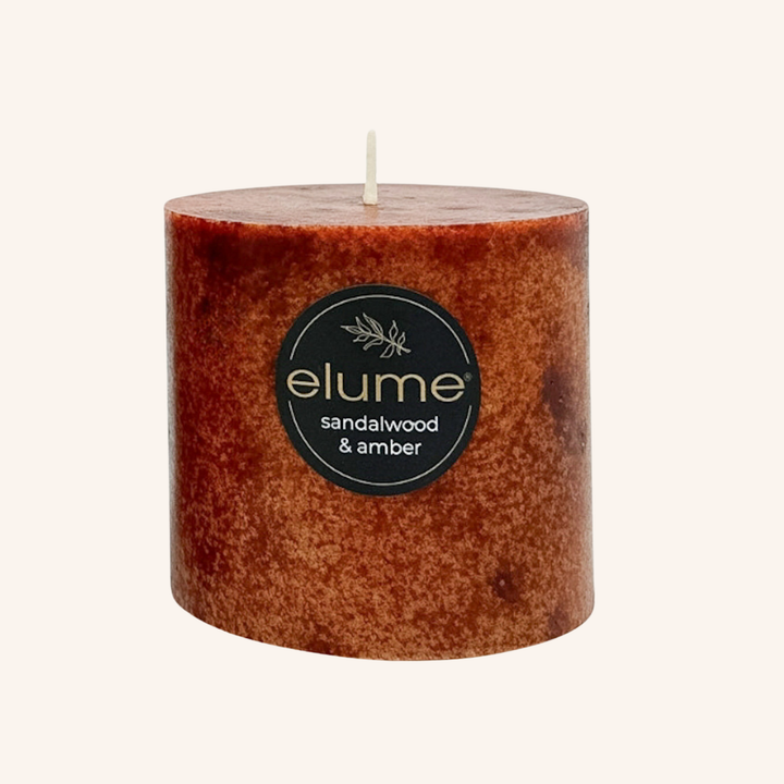 Sandalwood & Amber 3x3 Pillar Candle | Elume