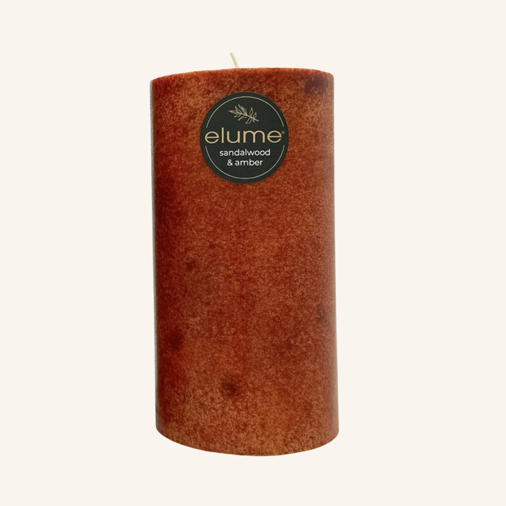 Sandalwood & Amber 3x6 Pillar Candle | Elume