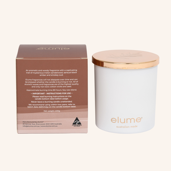 Sandalwood & Black Amber Soy Candles | Elume