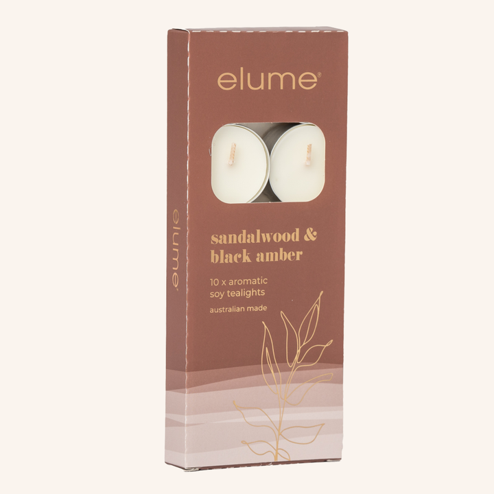 Sandalwood & Black Amber Tealights | Elume