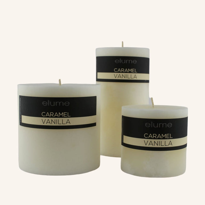 Caramel Vanilla 3x3 Pillar Candle | Elume