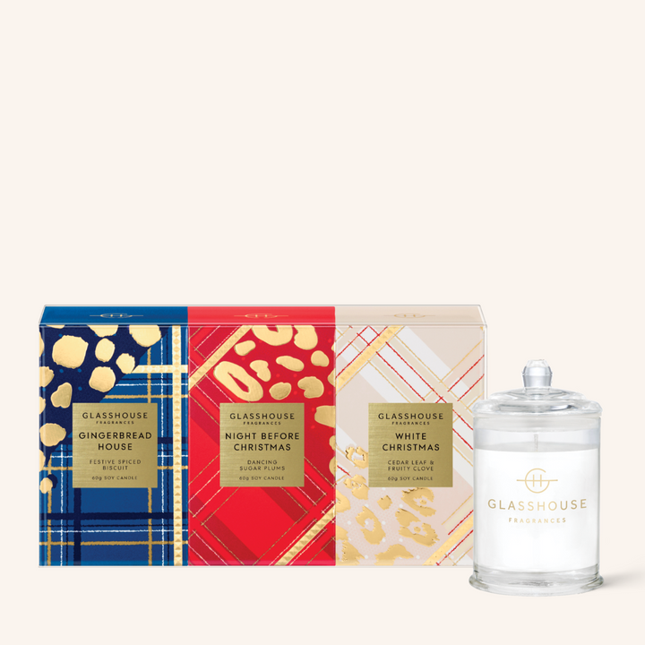 Christmas Trio 3 x 60g Soy Candle | Glasshouse