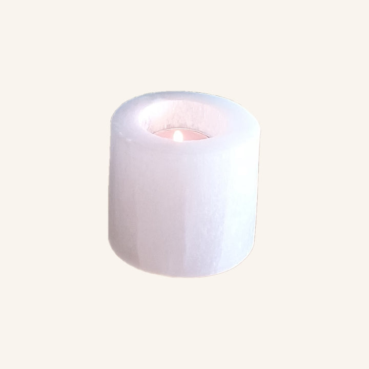 Small Selenite Log Tealight Holder