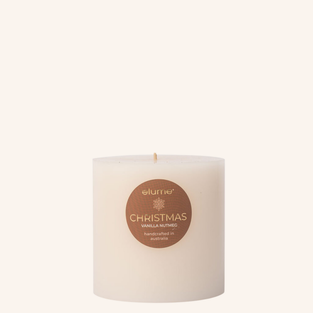 Christmas Vanilla Nutmeg 4x4 Pillar Candle| Elume