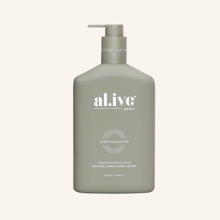 Hand & Body Wash & Lotion + Tray - Green Pepper & Lotus | al.ive body