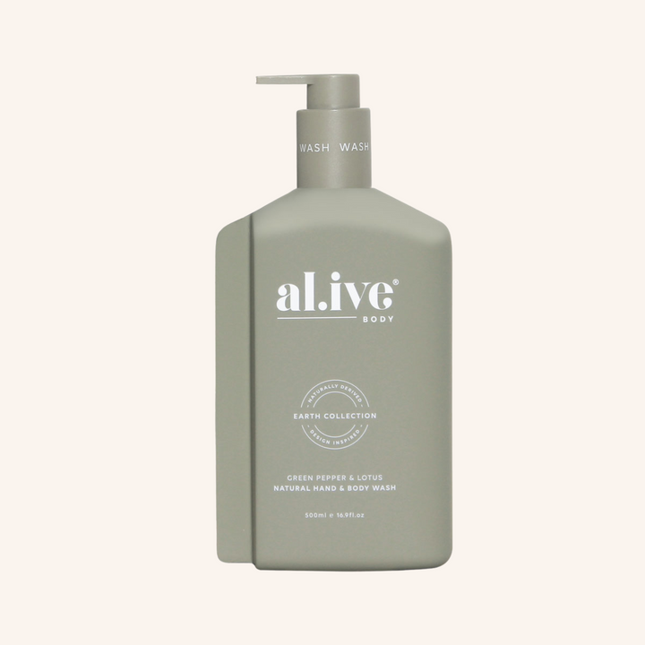 Hand & Body Wash & Lotion + Tray - Green Pepper & Lotus | al.ive body