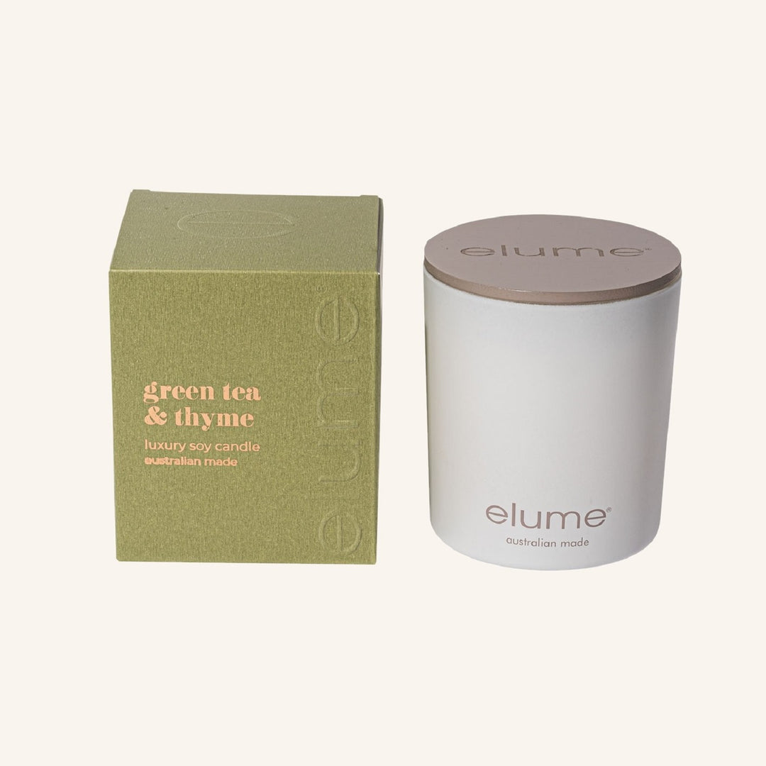 Green Tea & Thyme Luxury Soy Candle Jar | Elume