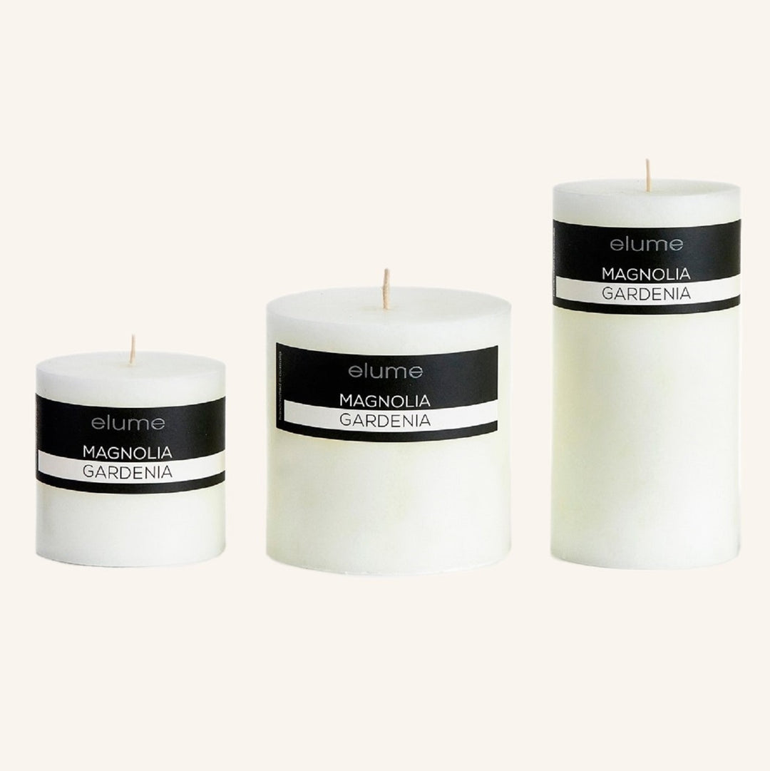 Magnolia Gardenia Pillar Candles | Elume