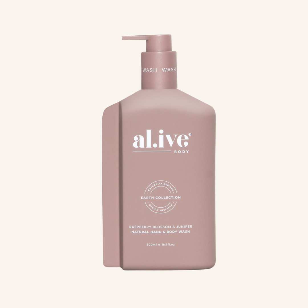 Hand & Body Wash & Lotion + Tray - Raspberry Blossom & Juniper | al.ive body