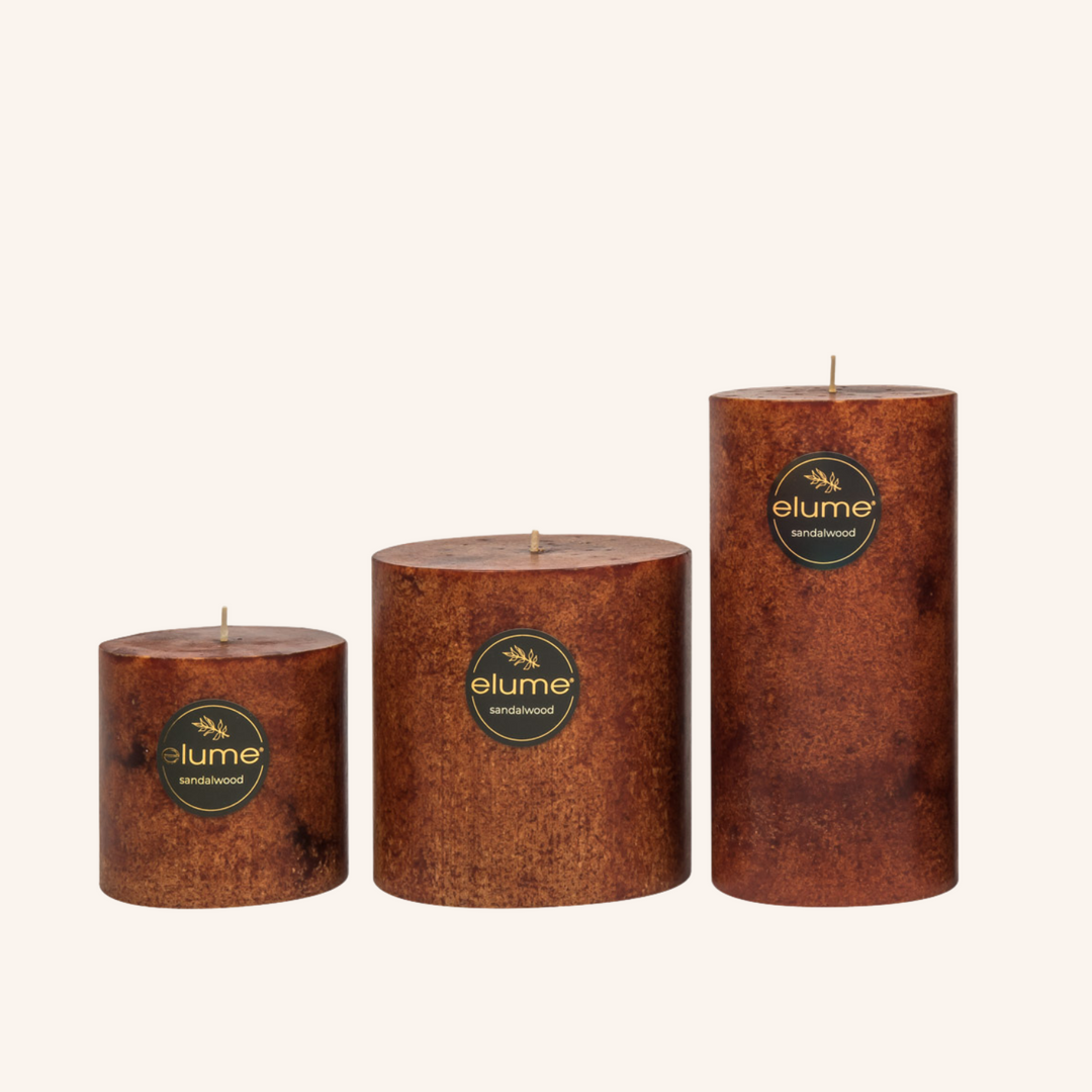 Sandalwood 3x3 Pillar Candle | Elume