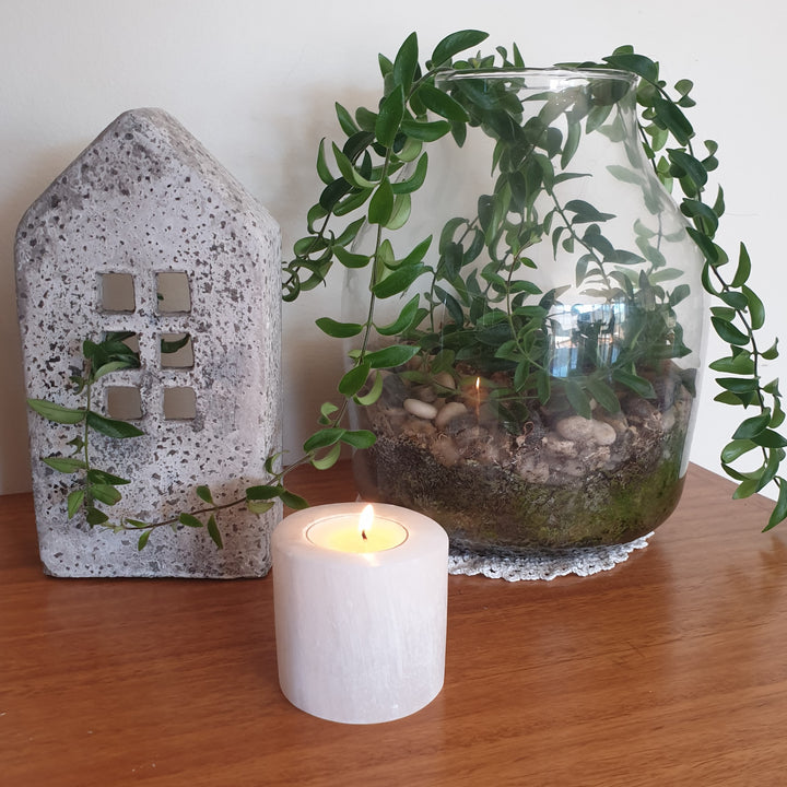 Small Selenite Log Tealight Holder