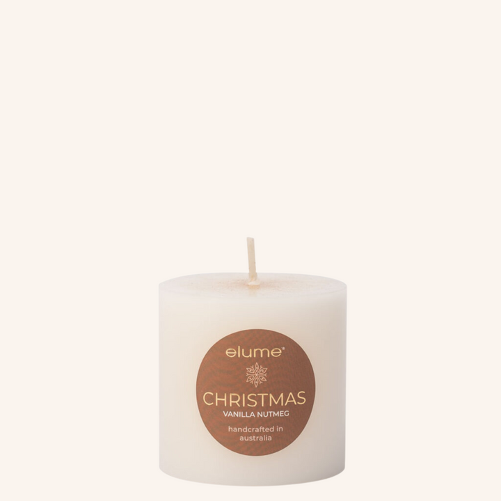 Christmas Vanilla Nutmeg 3x3 Pillar Candle | Elume