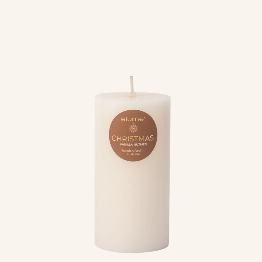 Christmas Vanilla Nutmeg 3x6 Pillar Candle | Elume