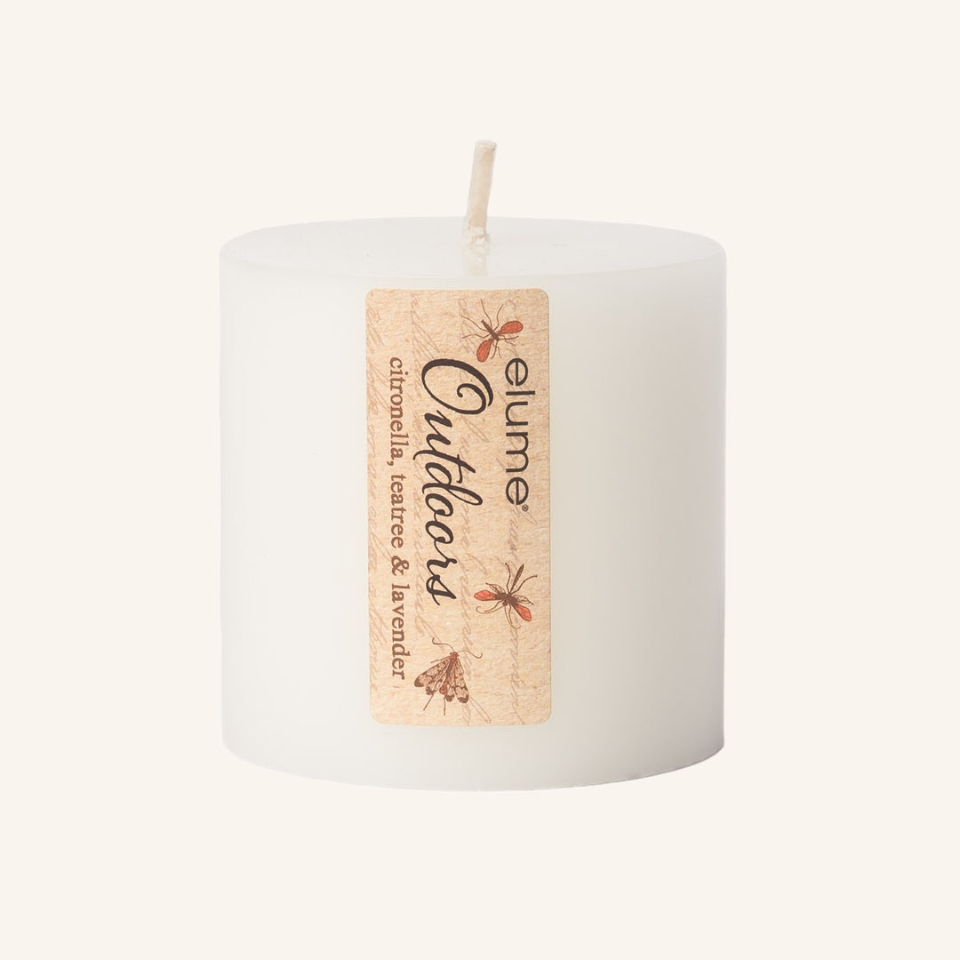 White Citronella 3x3 Pillar Candle | Elume