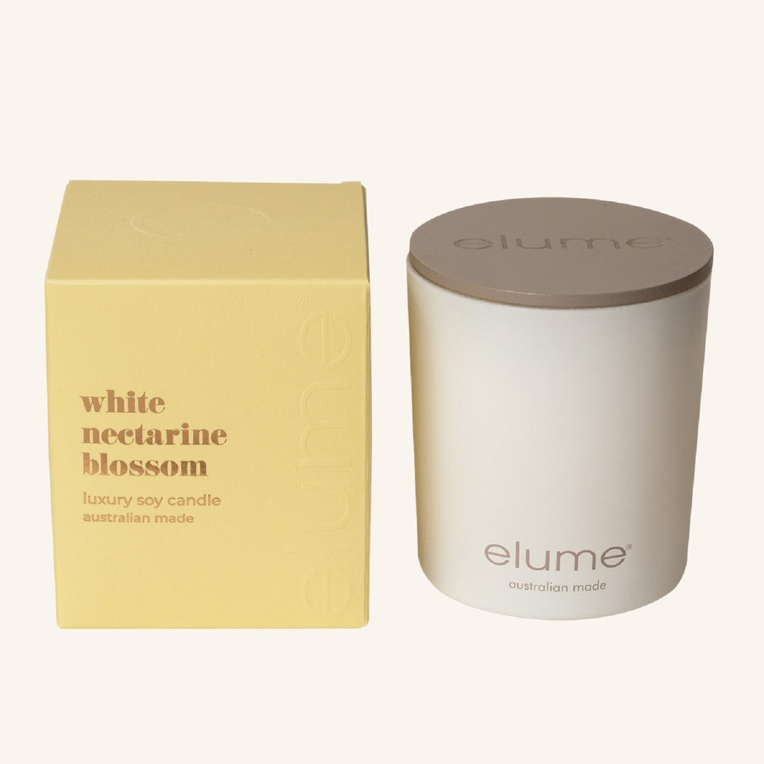 White Nectarine Blossom Luxury Soy Candle Jar | Elume