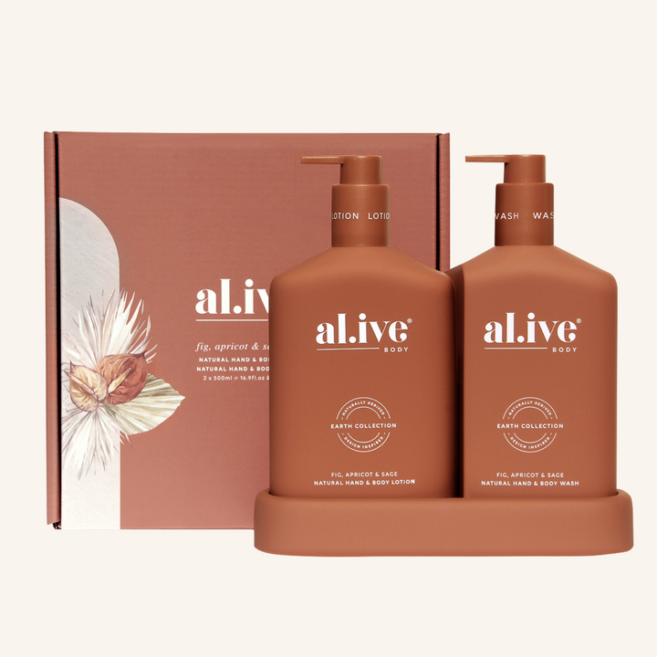 Hand & Body Wash & Lotion + Tray - Fig, Apricot & Sage | al.ive body